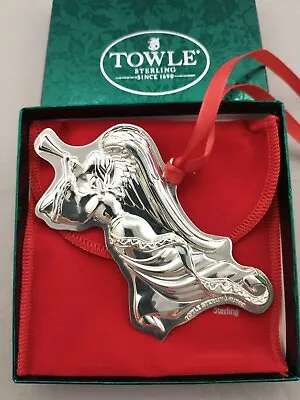 1998 TOWLE STERLING SILVER  ANGEL CHRISTMAS ORNAMENT  4 1/2  Wide MINT!  • $124.50