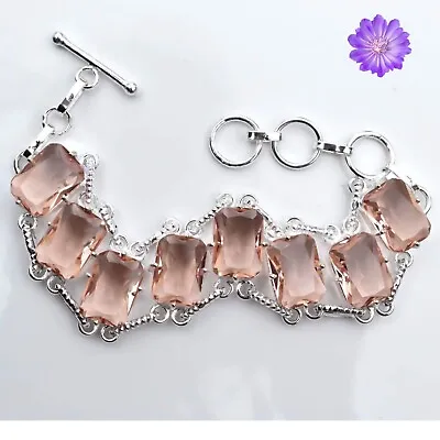 Morganite Gemstone 925 Silver Bracelets Handmade Jewelry Bracelets 7  • $13.79