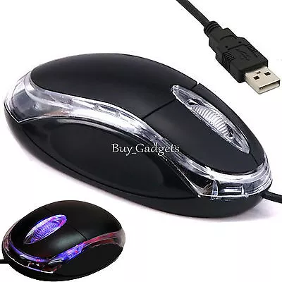 Wired Usb Optical Mouse For Pc Laptop Computer Scroll Wheel - Black Uk • £6.95