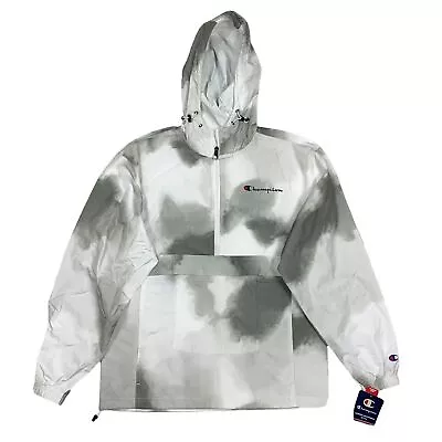 Champion Mens Wind Water Resistant Windbreaker Packable Jacket White S • $30