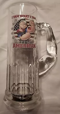 Popeye Sailor Man 100% American Muscle USA Flex Universal Studios Beer Mug Glass • $23