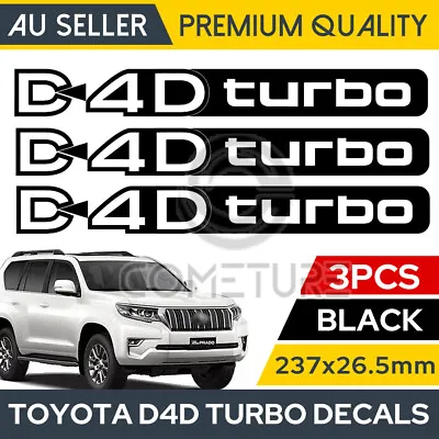 D4D Turbo Satin Black Decal Fits Toyota Prado Diesel Landcruiser 4WD Set Of 3 AU • $7.85