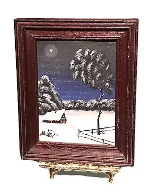 Vintage Antique Russian Oil/Board Miniature Winter Landscape Painting Framed Old • $140