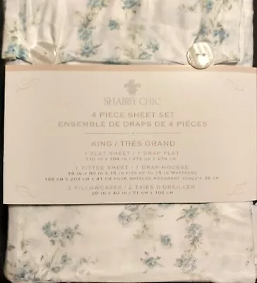 Shabby Chic British Rose 300TC Cotton Sheet Set Rachel Ashwell King Not Simply • $169.99