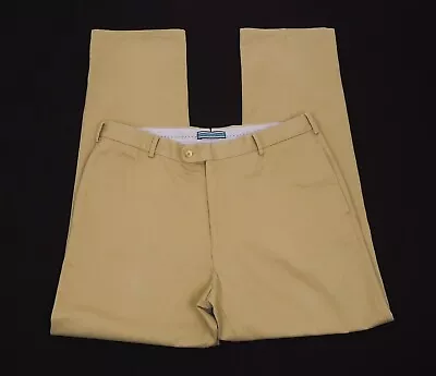 Peter Millar Raleigh Twill Khaki Brown Flat Chino Pants Mens 36 X 34 • $15.99