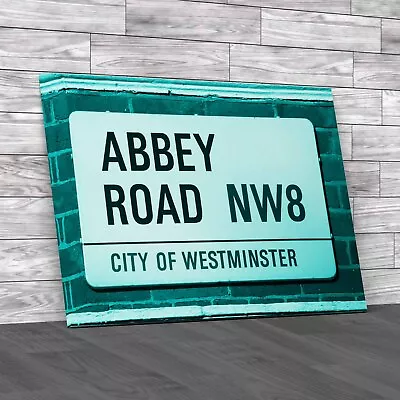 Abbey Road Street Sign Teal Canvas Print Large Picture Wall Art • £14.95