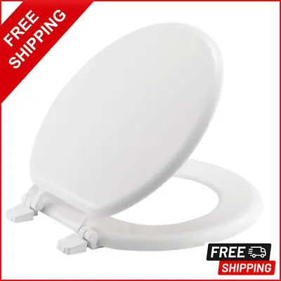 NEW Round Closed Front Enameled Wood Toilet Seat In White Durable & Wood Finish • $10.49