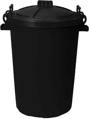 Srendi® 2 X 85L LITRE BLACK BINS DUSIT BIN/GARDEN Large Black Plastic Dustbin  • £27.95