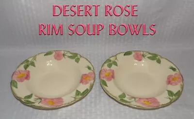 VINTAGE Franciscan DESERT ROSE ~2 PIECE RIM SOUP BOWLS~ California U.S.A. #1 • $25