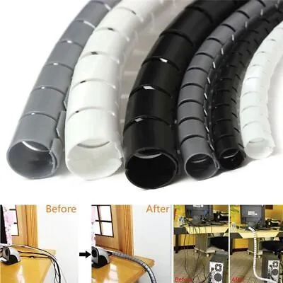 5m Tube Spiral Wire Wrap Cable Organizer Cord Protector Storage Pipe Management • £4.53