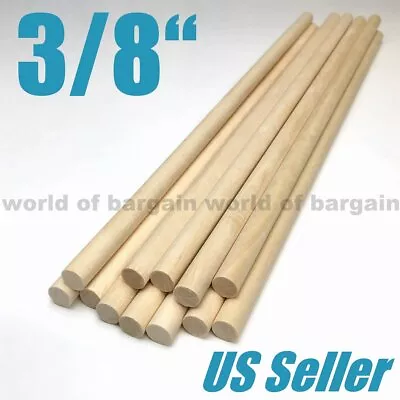 3/8  Wood Dowel Rods Unfinished Smooth Wooden Stick Arts Craft Woodworking C061 • $8.95