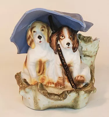 Antique Spaniel Dogs Spill/Matchstick/Pen Holder Antique Dogs Under Umbrella • $19.99