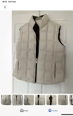 Ladies M & S Per Una Reversible Gilet Size Med Cream Black Brown. Ex Cond • £8