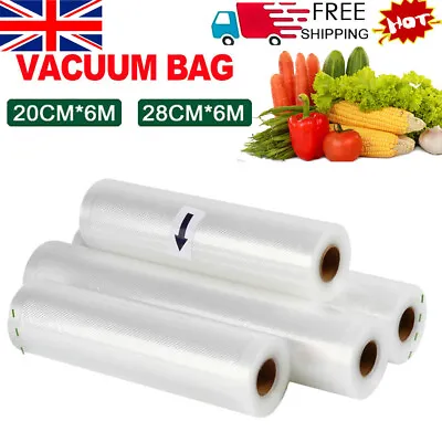 20cm / 28cm X 600cm Textured Vacuum Vac Sealer Sous Vide Food Saver Storage Bags • £7.35