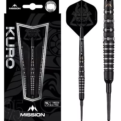 Mission Soft Tip Kuro Darts Set 19g 20g 21g 22g 23g Grams Black Titanium Softip • $82.50