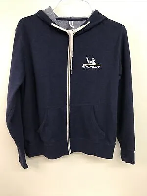 Mens Michelin Logo Hoodie Jacket Sz M Independent Trading Co Blue Zip Front • $8.95