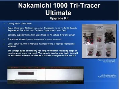 $89.95 • Buy Nakamichi 1000 Tri-Tracer Ultimate Restoration Kit - Wima, OnSemi, Nichicon