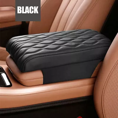 PU Leather Car Center Console Armrest Cushion Pad Mat Memory Foam Cover Black • $16.85