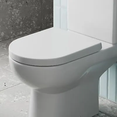 Bathroom Toilet Seat D Shape Soft Close Top Fix Hinges White Gloss Modern • £29.98