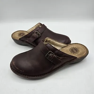 UGG AUSTRALIA LIVIA Brown Leather Clogs Mules Shoes Women's Size 9 SN1003333  • $25.50