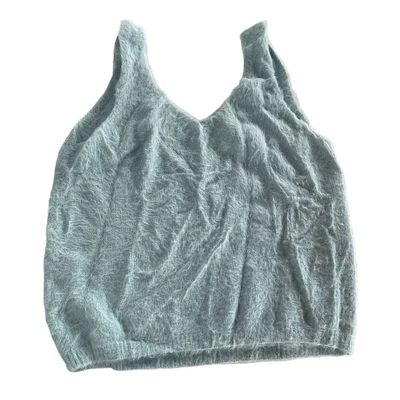 $15.39 • Buy New Look Tank Top Womens Medium Soft Blue V Neck Sleeveless Knit Fuzzy Sweater