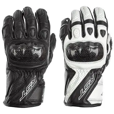 RST Stunt III Short Leather Ladies Motorcycle Gloves Sports Touring Black White • £39.99