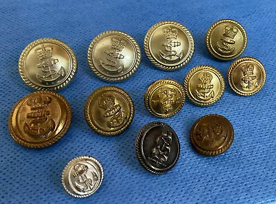 Vtg 12 Gold Gilt Royal Merchant Navy Naval Rope Edge Military Uniform Buttons A • £20