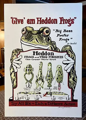 REPRODUCTION Heddon Frogs Standing Advertising Die Cut • $24