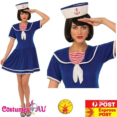 $24.99 • Buy Ladies Navy Blue Sailor Costume Girls Uniform Rockabilly Pin Up 50s Fancy Dress