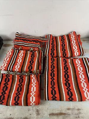 Vintage Sears Perma Prest Cafe Style + Curtains MCM Orange 4 Curtains 4Pcs. • $69