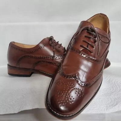 GOOR MEN'S LEATHER BROGUE SHOES SIZE UK 11 Brown Formal Shoe Lace Up • £19.95