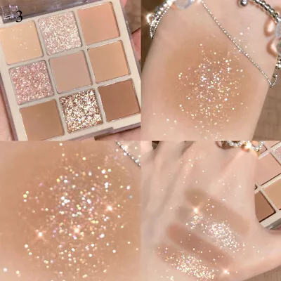 $3.85 • Buy 9 Colors Glitter Matte Eyeshadow Shimmer Eye Shadow Powder Palette Makeup Kit#