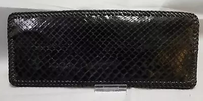 Handmade SNAKE WALLET Genuine BLACK Leather W/ Edge LACING Mens Bi-fold Billfold • $39.99