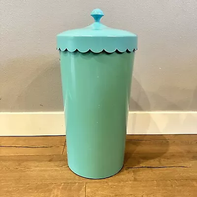 Mid Century Plastic Clothes Hamper Teal Blue Vintage Decor 22” Or Waste Bin • $65