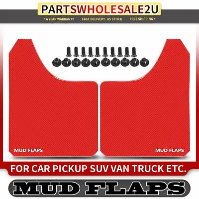 2x Front Or Rear Universal Splash Guards Mud Flaps Red Fender W/ Hardware • $16.59