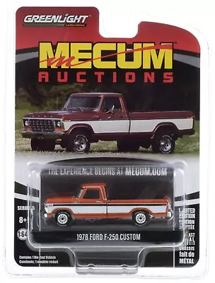 1:64 Greenlight *MECUM AUCTIONS* ORANGE 1978 Ford F-250 CUSTOM Pickup *NIP* • $29.99