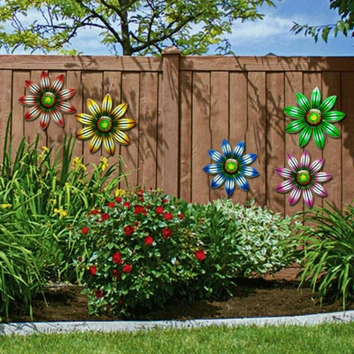 £4.49 • Buy Metal Flower Wall Art Sculpture Outdoor Hanging Ornament For Garden Home Decor