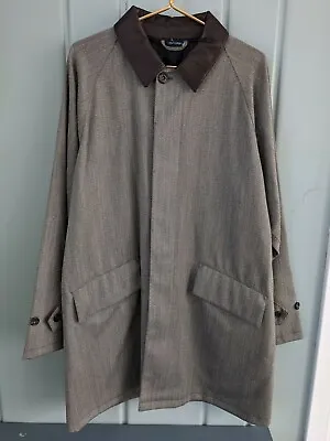 David Chu Mens Large 100% Pure New Wool Dress Jacket Coat Leather Collar Italy • $199.99