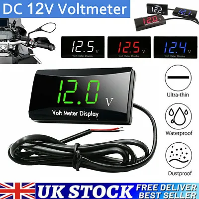 12V LED Digital Display Voltmeter Car Motorcycle Voltage Volt Gauge Panel Meter • £6.59