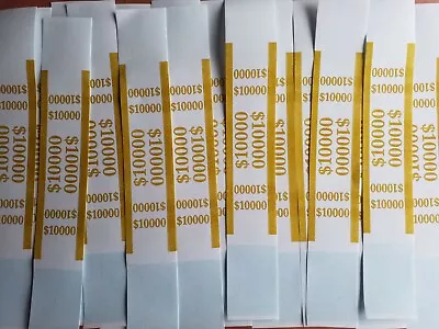 100 New Self Sealing Gold $10000 Straps Currency Bands For Cash Money Bank Bill • $3.75