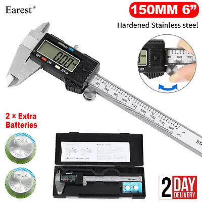 LCD 6  150mm Digital Vernier Caliper Stainless Steel Micrometer Electronic Tool • £12.59