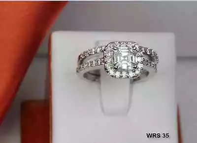 2 Ct Sterling Silver Asscher Cut Cz Vtg Bridal Engagement Wedding Ring Set~35 • $17.29