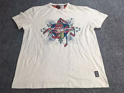  A. TIZIANO T-Shirt Mens 3X  Cream & Blue  Crew Neck Rhinestone NWT • $33