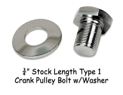 Vw Type 1 Chrome Crank Pulley Bolt & Washer For Stock Oil Slinger Type Pulleys • $12