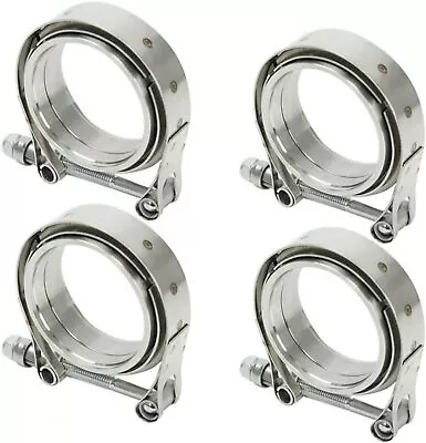 $53.99 • Buy 4PCS 3.5  Stainless Steel V-Band Bolt Clamp Kit Male/Female For Turbo Vband