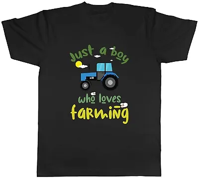 Boy Who Loves Farming Mens T-Shirt Farm Farmer Plant Field Barn Tractor Tee Gift • £8.99