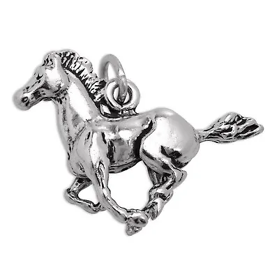 Wild Mustang Horse Galloping 3D 925 Solid Sterling Silver Charm Pendant USA MADE • $21.95