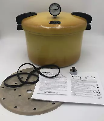 Vtg Harvest Yellow Gold PRESTO Preassure Cooker Canner 01/CA 16H 16 Qt W/ Gauge • $53.25