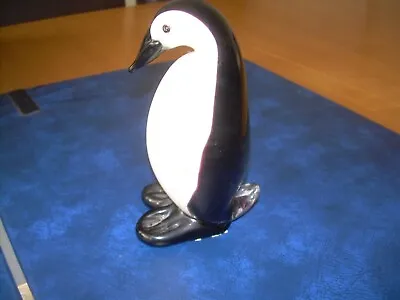 Solid Glass Penguin Figurine  16cm Tall. Could Also Be Used As A Paper Weight • £7