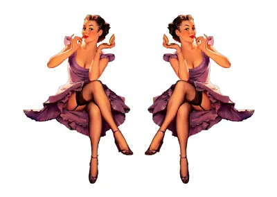 Set Of 2 Pin Up Girl (G8) 6 Inch Airplane Sticker Car Window Decal • $10.48